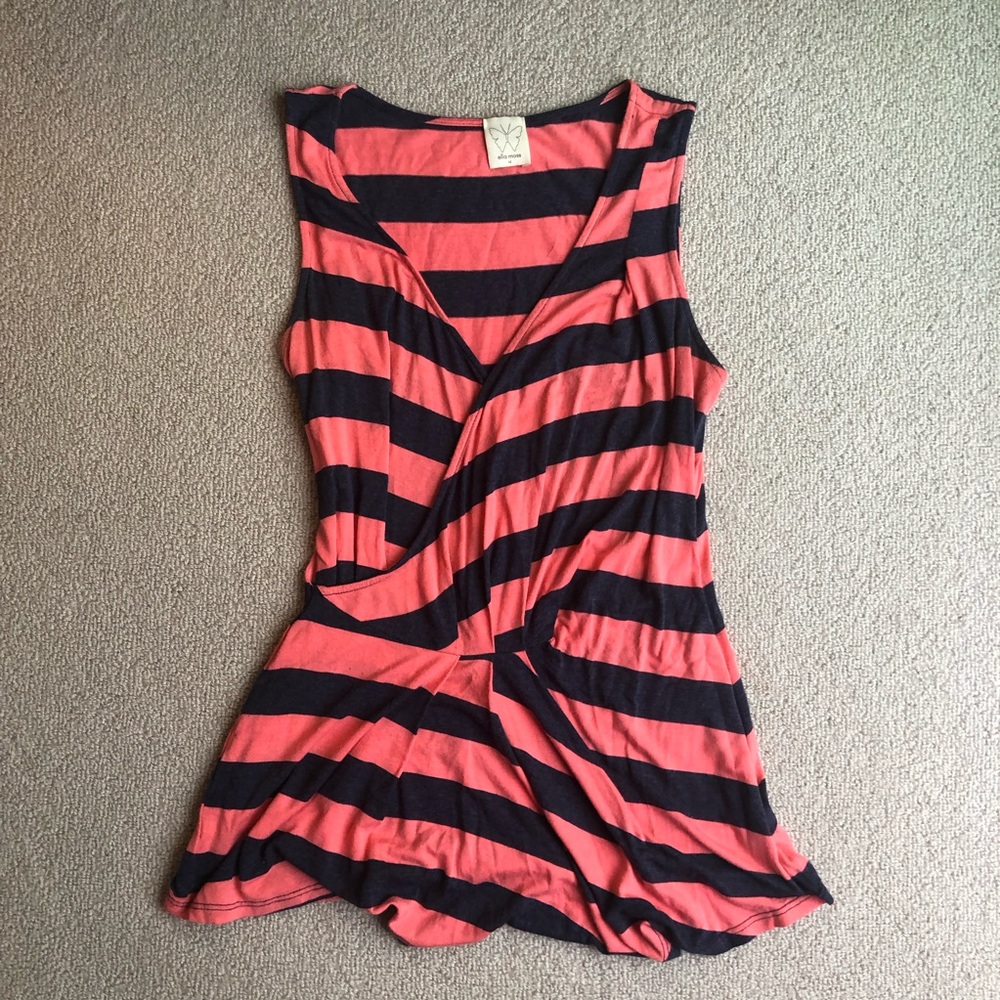 Pink and Charcoal Striped Ella Moss Top